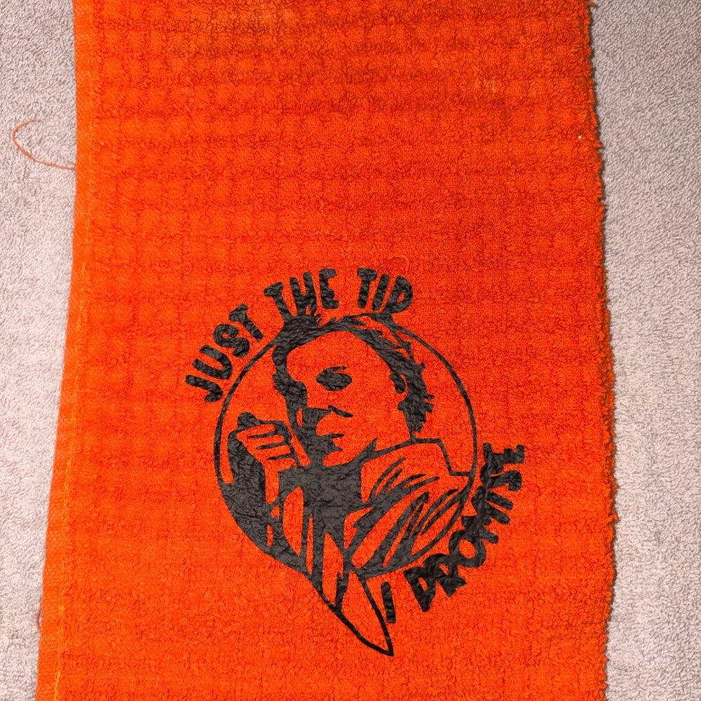 Orange Towel with Black Graphic